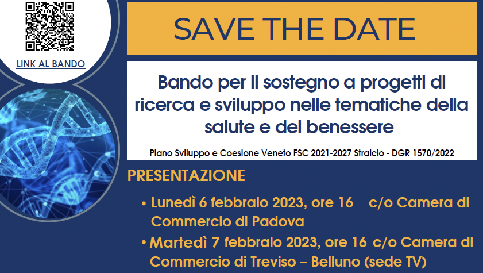 Bando per progetti di ricerca su salute e benessere. Due incontri a Padova e Treviso