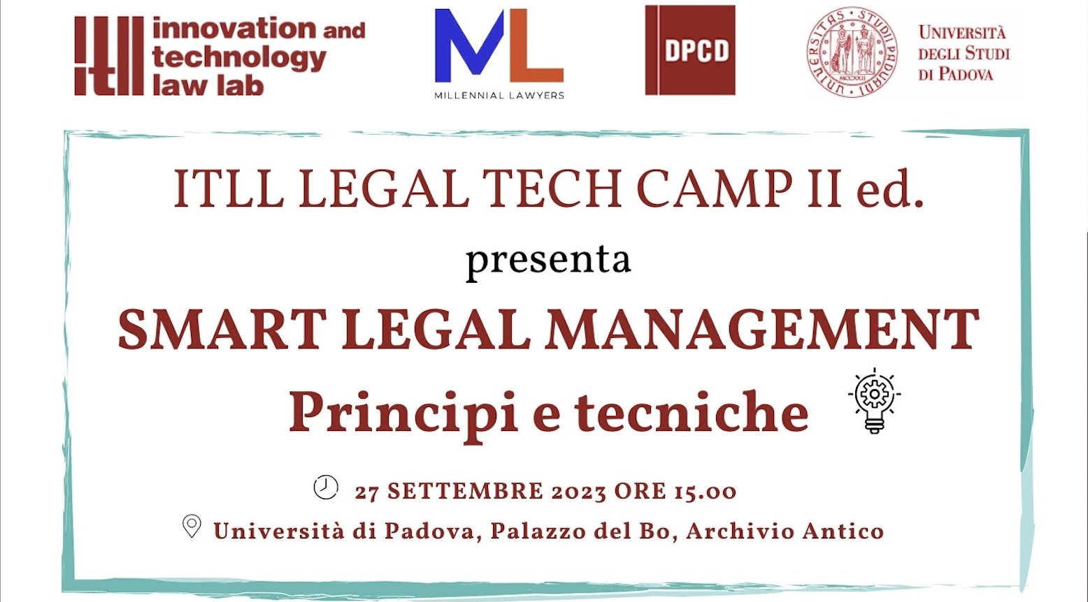 Smart Legal Management. Principi e tecniche: una conferenza a Palazzo Bo di Padova