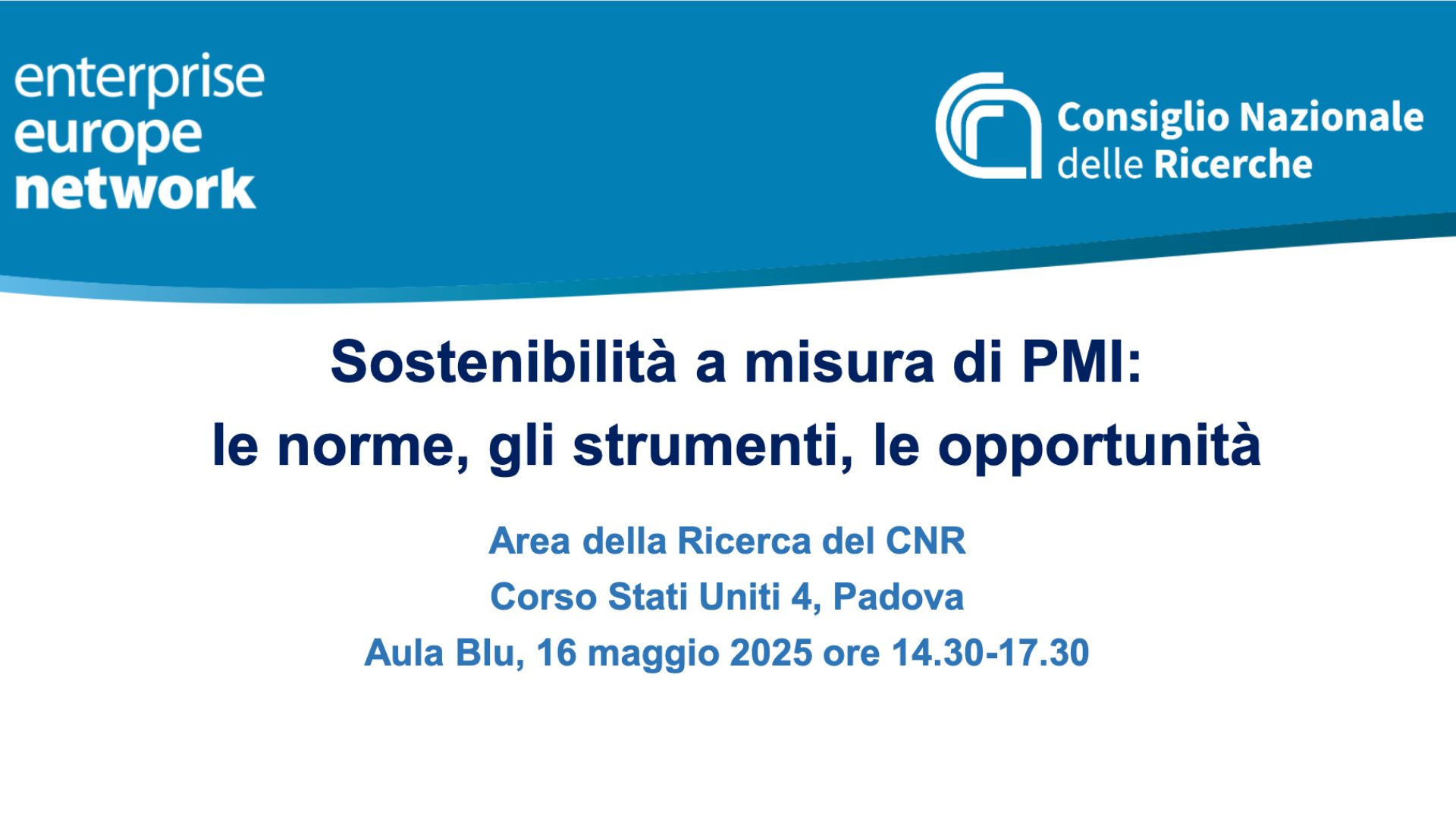 Convegno CNR Padova: Sostenibilità a misura di PMI. Le norme, gli strumenti e le opportunità